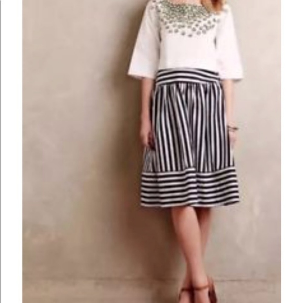 NWT Anthropologie Maeve Navy Striped Skirt